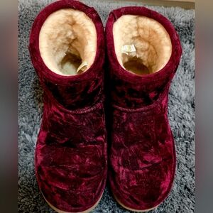 UGG Women's Velvet Ankle Booties in Deep Burgundy